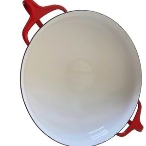 Dansk Kobenstyle Red White Enamel Cast Iron Paella Pan